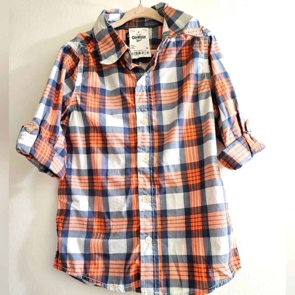 Oshkosh Boy's Plaid Shor Sleeve Shirt Size 6